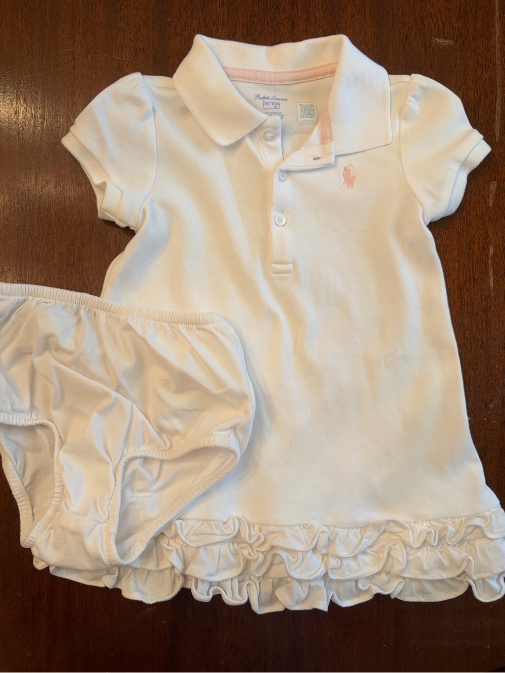 Ralph Lauren White Polo Shirt with Light Pink Trim